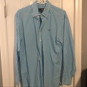 Vineyard Vines Blue & White Gingham Whale Shirt